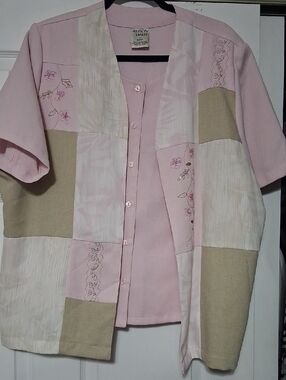 Alison Daley Pink Patchwork Button-Up Top Jacket Sz 20W $ 25